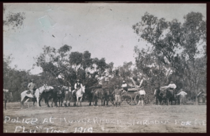 Charleville Police conduct border control on the border between Queensland and New South Wales at Hungerford during the Spanish flu pandemic, 1919