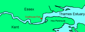 Coalhouse Fort in Thames Estuary map