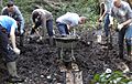 Corporate group digging out wet woodland at Gunnersbury Triangle