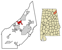 Location of Sylvania in DeKalb County, Alabama.