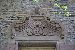 Dunderave Castle - view of 1912 datestone