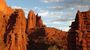 Fisher Towers at sunset.JPG