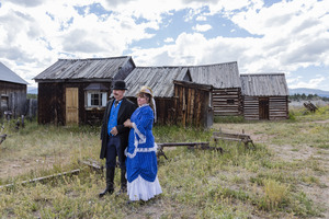 Historic reenactors Sam Gill and Evadean Owen at South Park City Museum, a collection of historic buildings in Fairplay, Colorado LCCN2015633670.tif