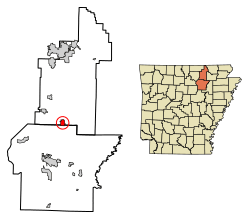 Location of Cave City in Independence County and Sharp County, Arkansas.