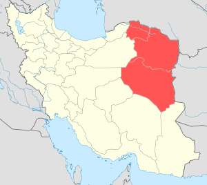 Map of Iran with Khorasan highlighted