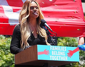 Laverne Cox at L.A.'s Families Belong Together March (cropped)