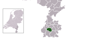 Highlighted position of Valkenburg aan de Geul in a municipal map of Limburg