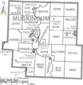 Map of Muskingum County Ohio With Municipal and Township Labels