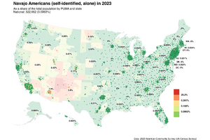 Map of Navajo Americans in 2023