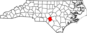 Map of North Carolina highlighting Hoke County