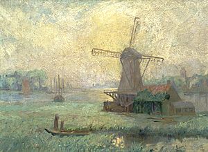 Maurice Cullen - Untittled (Windmill near river)