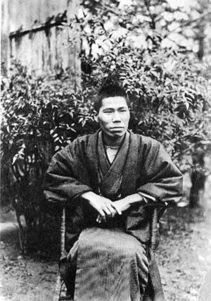 Motojirō at garden of his brother's house in Kawabe District, Hyōgo (January 1931)