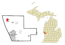 Location of Montague within Muskegon County, Michigan