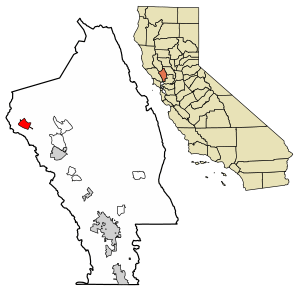 Location of Calistoga in Napa County, California.