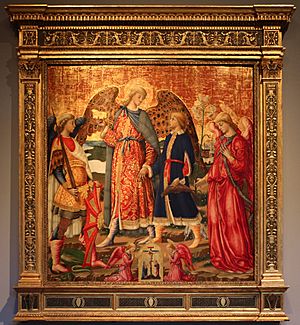 Neri di bicci, tobiolo e tre arcangeli, 1471, 01