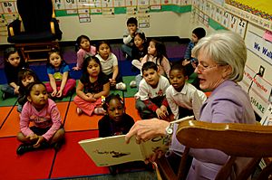 On Thursday, February 17, HHS Secretary Kathleen Sebelius visited the Judy Hoyer Early Learning Center at Cool Springs Elementary School in Adelphi, Maryland (4)