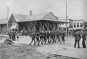 Pennsylvania National Guard Passing the Railroad Station to Disperse Groups of Strikers Homestead strike 1892