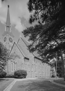 Perspective view from west - National Home for Disabled Volunteer Soldiers, Central Branch, Protestant Chapel, 4100 West Third Street, Dayton, Montgomery County, OH HABS OH-2364-X-4 (cropped)