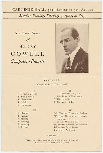 Promotional flier for Henry Cowell's 1924 Carnegie Hall debut NYPL 4002097