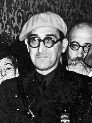 Rafael Sánchez Mazas en una delegacion franquista enviada a Roma en 1939