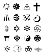 Symbols of various religions.