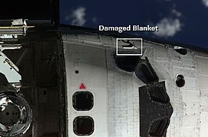 STS-114 damaged blanket