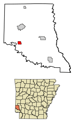Location of Horatio in Sevier County, Arkansas.