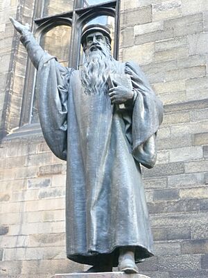 Statue of John Knox in New College quadrangle, Edinburgh