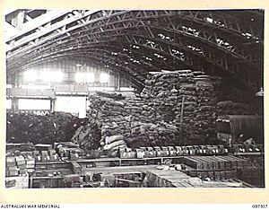 TOLGA, QUEENSLAND. 1945-03-07. AN IGLOO CONTAINING STORES AT 5 RETURNED STORES DEPOT. THE STORES, CLASSIFIED AS SERVICEABLE, RECOVERABLE AND SALVAGE, ARE DEALT WITH ACCORDINGLY
