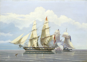 The capture of the slaver 'Formidable' by HMS 'Buzzard', 17 December 1834 RMG BHC0625f
