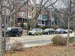 The 4400 block of Baltimore Ave showing duplexes typical of Squirrel Hill.