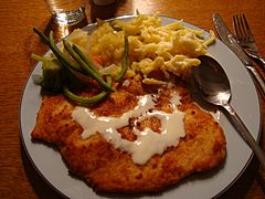 Turkey Schnitzel with Spatzle and vegetables