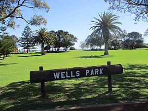Wells Park sign, Kwinana Beach, September 2019