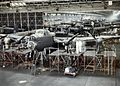 Avro Lancaster bombers nearing completion at the A V Roe & Co Ltd factory at Woodford in Cheshire, 1943