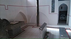 Central room, showing position of standing crosses, and entrance to Sulien Room, Llanbadarn Fawr church