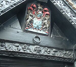 Coat of arms above the door of the Old House Hereford