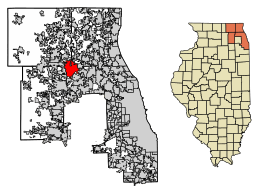 Location of Barrington Hills in Cook County, Illinois.
