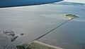 Cramond Island and causeway from air