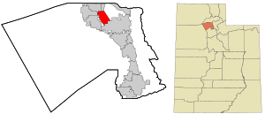 Location in Davis County and the state of Utah.