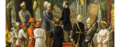 Detail from the painting of the Maharaja of Travancore and his brother welcoming 3rd Duke of Buckingham and Chandos (1823-1889), Trivandrum 1880, painted by Raja Ravi Varma