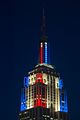 Empire State Building LED live election results Obama Romney Spire Close-up (8162616388)
