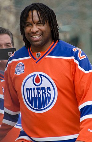 Georges Laraque in 2016 playing for the Oilers