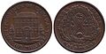 Halfpenny token, 1844 - Province of Canada, Bank of Montreal
