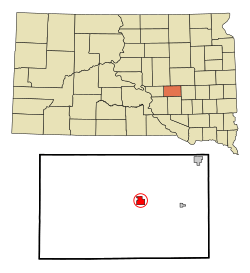 Location in Jerauld County and the state of South Dakota