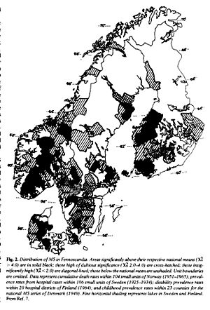 Kurtzke map of MS in Scandinavia