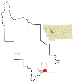 Location of Helena Valley Southeast, Montana