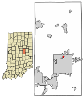 Location of Country Club Heights in Madison County, Indiana.