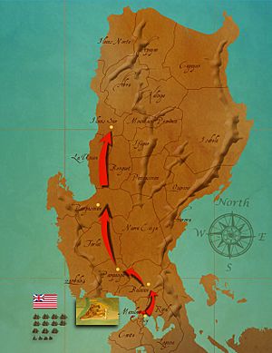 Map British troop movement Philippines 1762