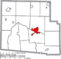 Map of Hardin County Ohio Highlighting Kenton City