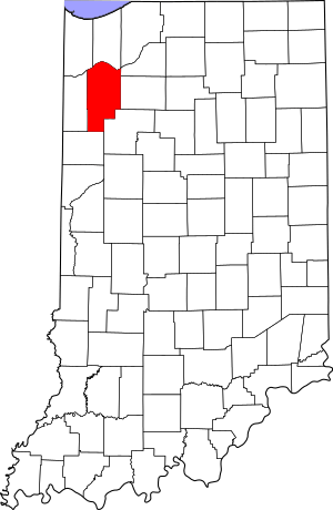 Map of Indiana highlighting Jasper County